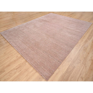 9'3"x12' Modern Design Hand Loomed Soft Wool Coral Pink Oriental Rug FWR380904