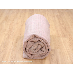 8'2"x10' Coral Pink Modern Design Hand Loomed Soft, Velvety Plush Wool Oriental Rug FWR380934