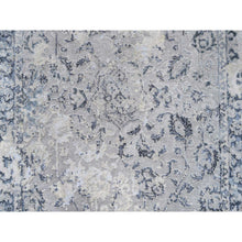 Load image into Gallery viewer, 3&#39;2&quot;x4&#39;10&quot; Wool With Pure Silk Hand Knotted Gray Broken Kashan Design Oriental Rug FWR380982