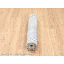 Load image into Gallery viewer, 3&#39;2&quot;x4&#39;10&quot; Wool With Pure Silk Hand Knotted Gray Broken Kashan Design Oriental Rug FWR380982