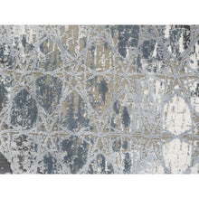 Load image into Gallery viewer, 3&#39;x5&#39; The Honeycomb Hand Knotted Gray Wool And Silk Award Winning Design Oriental Rug FWR380994
