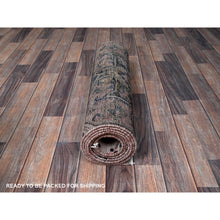 Load image into Gallery viewer, 2&#39;6&quot;x10&#39; Salmon Pink, Vintage Persian Hamadan with Geometric Pattern, Shaved Down, Zero Pile, Sides and Ends Professionally Secured, Hand Knotted, Pure Wool, Runner, Oriental Rug Sh634 FWR3804