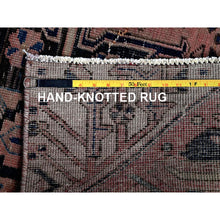 Load image into Gallery viewer, 2&#39;6&quot;x10&#39; Salmon Pink, Vintage Persian Hamadan with Geometric Pattern, Shaved Down, Zero Pile, Sides and Ends Professionally Secured, Hand Knotted, Pure Wool, Runner, Oriental Rug Sh634 FWR3804