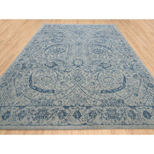 Load image into Gallery viewer, 10&#39;x14&#39; Fine Jacquard With Sickle Leaf Design Wool And Plant Based Silk Hand Loomed Gray Oriental Rug FWR381048