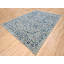 Load image into Gallery viewer, 10&#39;x14&#39; Fine Jacquard With Sickle Leaf Design Wool And Plant Based Silk Hand Loomed Gray Oriental Rug FWR381048
