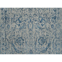 Load image into Gallery viewer, 2&#39;6&quot;x12&#39; Fine Jacquard With Sickle Leaf Design Wool And Plant Based Silk Hand Loomed Gray Oriental Runner Rug FWR381054