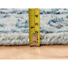 Load image into Gallery viewer, 2&#39;6&quot;x12&#39; Fine Jacquard With Sickle Leaf Design Wool And Plant Based Silk Hand Loomed Gray Oriental Runner Rug FWR381054