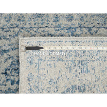 Load image into Gallery viewer, 2&#39;6&quot;x12&#39; Fine Jacquard With Sickle Leaf Design Wool And Plant Based Silk Hand Loomed Gray Oriental Runner Rug FWR381054