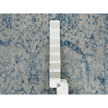 Load image into Gallery viewer, 2&#39;6&quot;x10&#39; Wool And Plant Based Silk Hand Loomed Gray Fine Jacquard With Sickle Leaf Design Oriental Runner Rug FWR381066