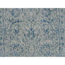 Load image into Gallery viewer, 2&#39;6&quot;x10&#39; Wool And Plant Based Silk Hand Loomed Gray Fine Jacquard With Sickle Leaf Design Oriental Runner Rug FWR381066