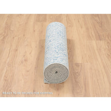 Load image into Gallery viewer, 2&#39;6&quot;x10&#39; Wool And Plant Based Silk Hand Loomed Gray Fine Jacquard With Sickle Leaf Design Oriental Runner Rug FWR381066