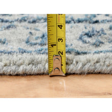 Load image into Gallery viewer, 2&#39;6&quot;x10&#39; Wool And Plant Based Silk Hand Loomed Gray Fine Jacquard With Sickle Leaf Design Oriental Runner Rug FWR381066