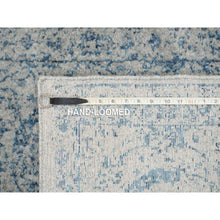 Load image into Gallery viewer, 2&#39;6&quot;x10&#39; Wool And Plant Based Silk Hand Loomed Gray Fine Jacquard With Sickle Leaf Design Oriental Runner Rug FWR381066