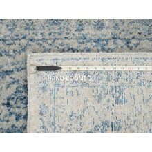 Load image into Gallery viewer, 2&#39;7&quot;x8&#39;1&quot; Fine Jacquard With Sickle Leaf Design Wool And Plant Based Silk Hand Loomed Gray Oriental Runner Rug FWR381078