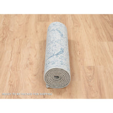 Load image into Gallery viewer, 2&#39;6&quot;x8&#39;1&quot; Hand Loomed Gray Fine Jacquard With Sickle Leaf Design Wool And Plant Based Silk Oriental Runner Rug FWR381084