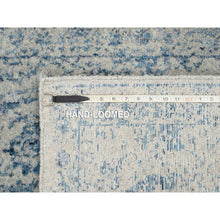 Load image into Gallery viewer, 2&#39;6&quot;x8&#39;1&quot; Hand Loomed Gray Fine Jacquard With Sickle Leaf Design Wool And Plant Based Silk Oriental Runner Rug FWR381084