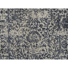 Load image into Gallery viewer, 2&#39;7&quot;x12&#39;2&quot; Hand Loomed Gray Fine Jacquard With Erased Design Wool And Plant Based Silk Oriental Runner Rug FWR381090