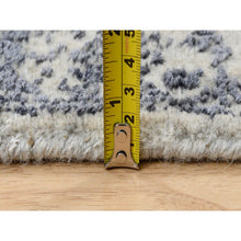 Load image into Gallery viewer, 2&#39;7&quot;x12&#39;2&quot; Hand Loomed Gray Fine Jacquard With Erased Design Wool And Plant Based Silk Oriental Runner Rug FWR381090