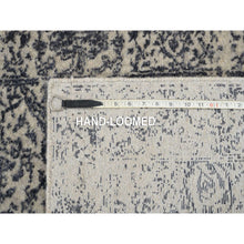 Load image into Gallery viewer, 2&#39;7&quot;x12&#39;2&quot; Hand Loomed Gray Fine Jacquard With Erased Design Wool And Plant Based Silk Oriental Runner Rug FWR381090