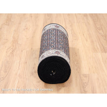 Load image into Gallery viewer, 2&#39;5&quot;x20&#39; Rich Black Herati With All Over Design Luxurious Wool 175 Kpsi Hand Knotted Oriental Xl Runner Rug FWR381180