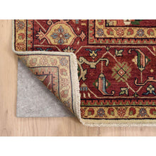 Load image into Gallery viewer, 10&#39;1&quot;x15&#39;9&quot; Soft, Velvety Plush Wool Hand Knotted Beige Heriz Re-creation With Large Medallion Oriental Oversized Rug FWR381294
