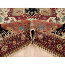 Load image into Gallery viewer, 10&#39;1&quot;x15&#39;9&quot; Soft, Velvety Plush Wool Hand Knotted Beige Heriz Re-creation With Large Medallion Oriental Oversized Rug FWR381294