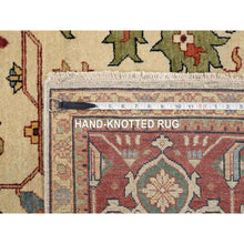 Load image into Gallery viewer, 10&#39;1&quot;x15&#39;9&quot; Soft, Velvety Plush Wool Hand Knotted Beige Heriz Re-creation With Large Medallion Oriental Oversized Rug FWR381294
