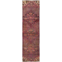 Load image into Gallery viewer, 2&#39;4&quot;x8&#39;9&quot; Rosewood Pink, Vintage Northwest Persian with Geometric Pattern, Shaved Down, Zero Pile, Sides and Ends Professionally Secured, Hand Knotted, Pure Wool, Runner, Oriental Rug Sh635 FWR3810