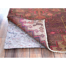 Load image into Gallery viewer, 2&#39;4&quot;x8&#39;9&quot; Rosewood Pink, Vintage Northwest Persian With Geometric Pattern, Shaved Down, Zero Pile, Sides And Ends Professionally Secured, Hand Knotted, Pure Wool, Runner, Oriental Rug FWR3810