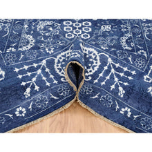 Load image into Gallery viewer, 6&#39;x8&#39;10&quot; Tone On Tone Tabriz Hand Knotted Wool And Silk Denim Blue Oriental Rug FWR381618