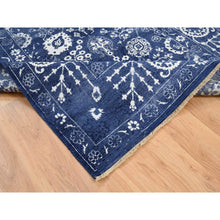 Load image into Gallery viewer, 6&#39;x8&#39;10&quot; Tone On Tone Tabriz Hand Knotted Wool And Silk Denim Blue Oriental Rug FWR381618