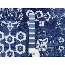 Load image into Gallery viewer, 6&#39;x8&#39;10&quot; Tone On Tone Tabriz Hand Knotted Wool And Silk Denim Blue Oriental Rug FWR381618