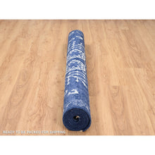 Load image into Gallery viewer, 6&#39;x8&#39;10&quot; Tone On Tone Tabriz Hand Knotted Wool And Silk Denim Blue Oriental Rug FWR381618