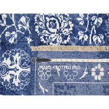 Load image into Gallery viewer, 6&#39;x8&#39;10&quot; Tone On Tone Tabriz Hand Knotted Wool And Silk Denim Blue Oriental Rug FWR381618