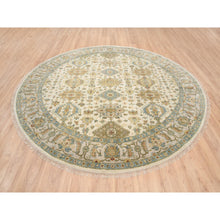 Load image into Gallery viewer, 8&#39;10&quot;x8&#39;10&quot; Ivory, Hand Knotted With Soft Colors, Karajeh Design, Soft Pure Wool, Oriental Round Rug FWR381786