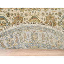 Load image into Gallery viewer, 8&#39;10&quot;x8&#39;10&quot; Ivory, Hand Knotted With Soft Colors, Karajeh Design, Soft Pure Wool, Oriental Round Rug FWR381786