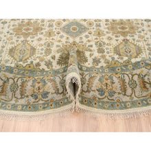 Load image into Gallery viewer, 8&#39;10&quot;x8&#39;10&quot; Ivory, Hand Knotted With Soft Colors, Karajeh Design, Soft Pure Wool, Oriental Round Rug FWR381786