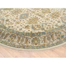 Load image into Gallery viewer, 8&#39;10&quot;x8&#39;10&quot; Ivory, Hand Knotted With Soft Colors, Karajeh Design, Soft Pure Wool, Oriental Round Rug FWR381786