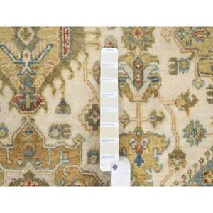 8'10"x8'10" Ivory, Hand Knotted With Soft Colors, Karajeh Design, Soft Pure Wool, Oriental Round Rug FWR381786