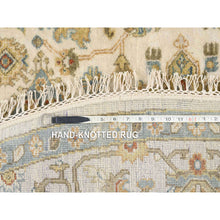 Load image into Gallery viewer, 8&#39;10&quot;x8&#39;10&quot; Round Sickle Leaf Design Silk With Textured Wool Hand Knotted Oriental Rug FWR349032