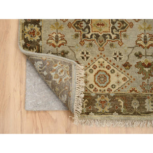2'7"x12'1" Light Gray Karajeh Design With Tribal Medallions, Hand Knotted, Soft And Pure Wool Oriental Runner Rug FWR381804