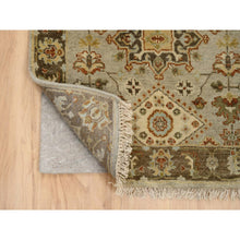 Load image into Gallery viewer, 2&#39;7&quot;x12&#39;1&quot; Light Gray Karajeh Design With Tribal Medallions, Hand Knotted, Soft And Pure Wool Oriental Runner Rug FWR381804