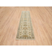 Load image into Gallery viewer, 2&#39;7&quot;x9&#39;9&quot; Ivory, Karajeh Design, Soft Pure Wool, Hand Knotted, Oriental Runner Rug FWR381990