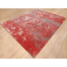 Load image into Gallery viewer, 8&#39;x10&#39; Red, Modern Design, Nepale Weave, Wool And Silk, Hand Knotted, Oriental Rug FWR382026