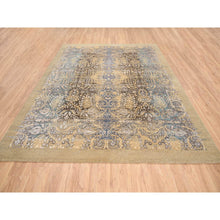 Load image into Gallery viewer, 8&#39;x9&#39;10&quot; Gold Brown, Silk With Textured Wool, Hand Knotted, Transitional Sarouk, Oriental Rug FWR382068
