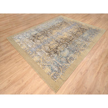 Load image into Gallery viewer, 8&#39;x9&#39;10&quot; Gold Brown, Silk With Textured Wool, Hand Knotted, Transitional Sarouk, Oriental Rug FWR382068