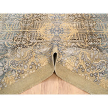 Load image into Gallery viewer, 8&#39;x9&#39;10&quot; Gold Brown, Silk With Textured Wool, Hand Knotted, Transitional Sarouk, Oriental Rug FWR382068