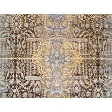 Load image into Gallery viewer, 8&#39;x9&#39;10&quot; Gold Brown, Silk With Textured Wool, Hand Knotted, Transitional Sarouk, Oriental Rug FWR382068