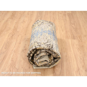 8'x9'10" Gold Brown, Silk With Textured Wool, Hand Knotted, Transitional Sarouk, Oriental Rug FWR382068