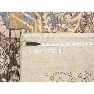 8'x9'10" Gold Brown, Silk With Textured Wool, Hand Knotted, Transitional Sarouk, Oriental Rug FWR382068